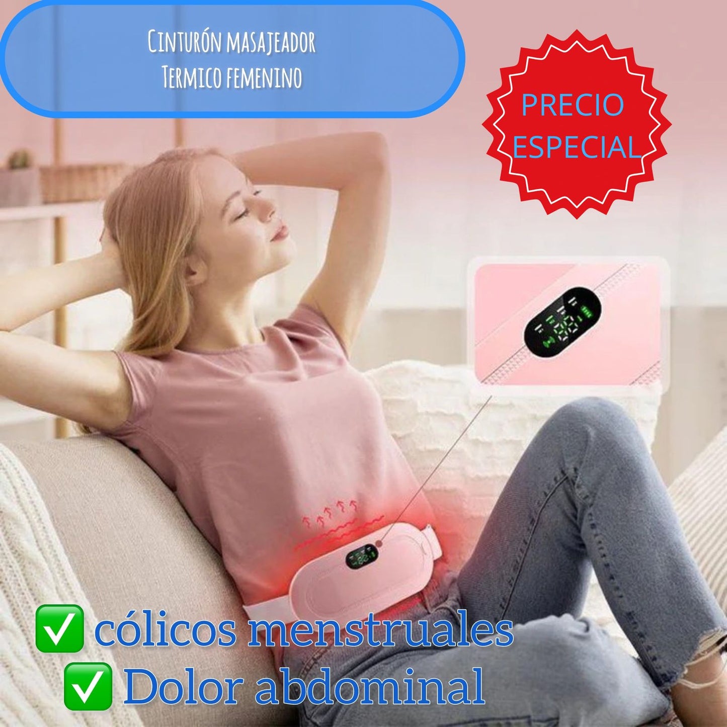 Cinturón térmico para cólicos + Envío gratis + Atención 24 horas (3502341167)