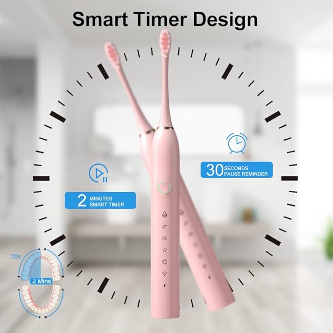 Cepillo de dientes eléctrico recargable con 4 cabezales + Envió Gratis