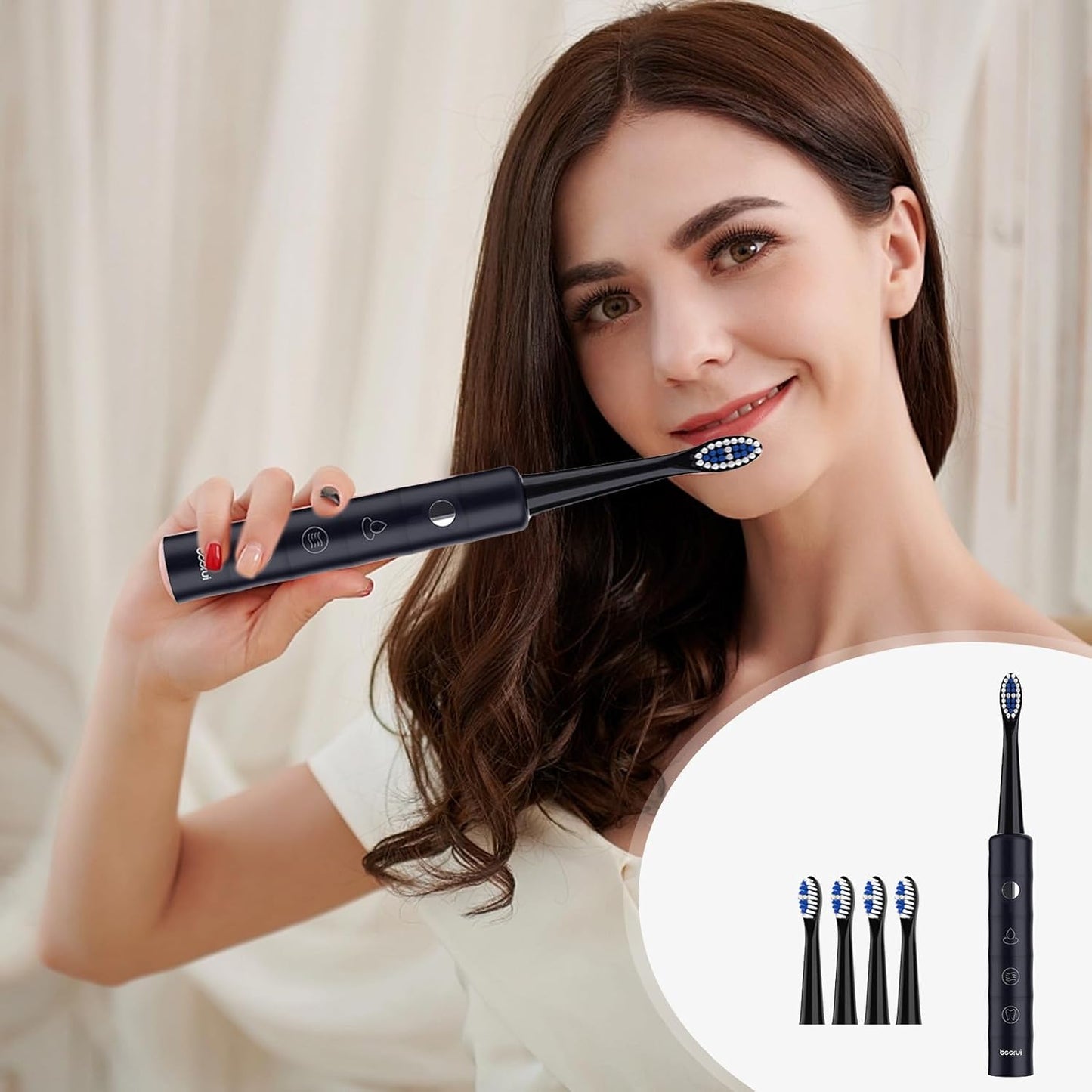 Cepillo de dientes eléctrico recargable con 4 cabezales + Envió Gratis
