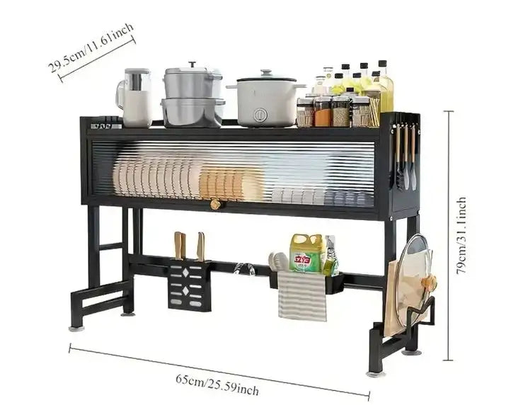 Escurridor de platos con tapa en acero inoxidable