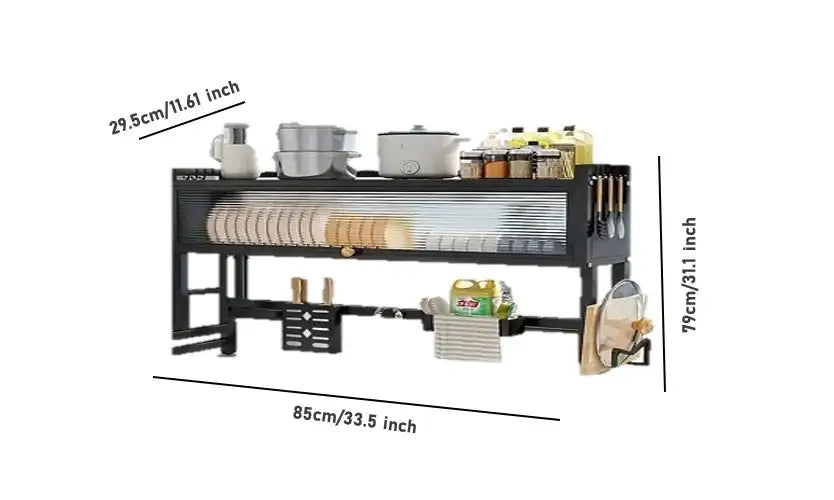 Escurridor de platos con tapa en acero inoxidable