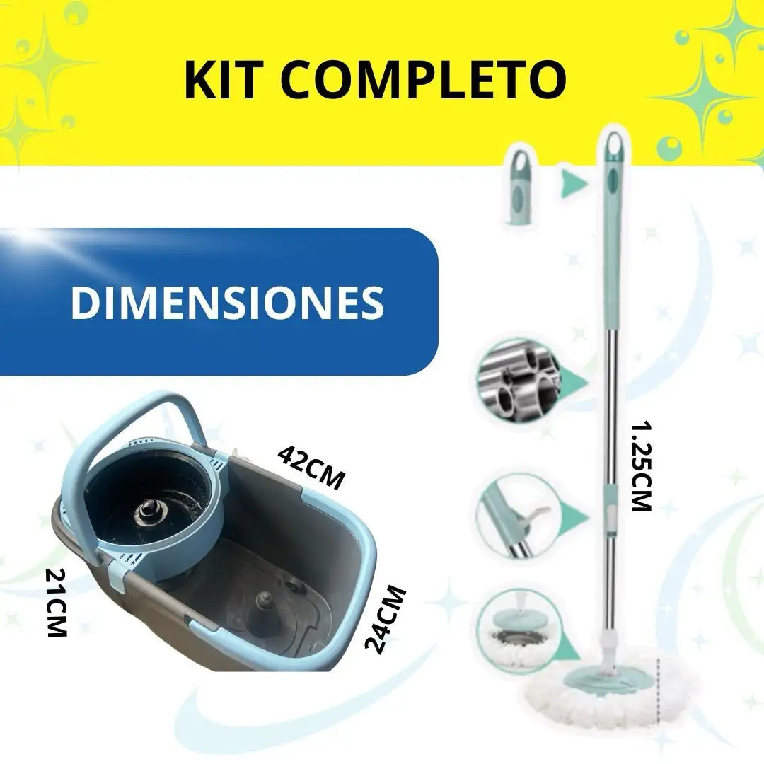 Trapero 360 Grande alta calidad con Balde x 2 mopas + ENVIO GRATIS + Atención 24 horas (3502341167)