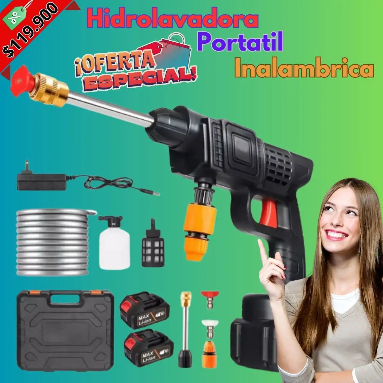 Hidrolavadora Inalambrica+2 Baterías+Maletín+Atención 24 horas (3502341167) ¡Envio gratis!