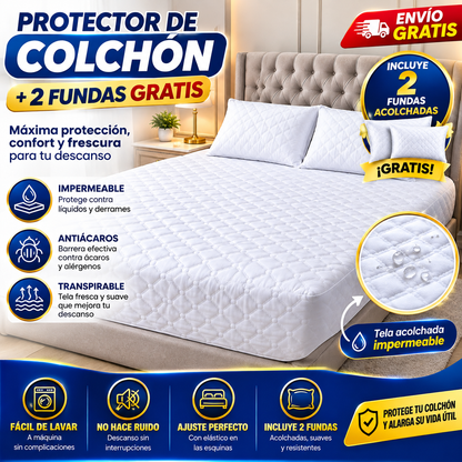 🔥 PROTECTOR DE COLCHÓN ANTIFLUIDO + 🎁 2 FUNDAS GRATIS