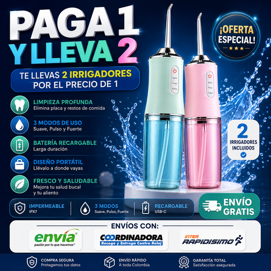 Irrigador Oral con 4 Boquillas (Paga 1 y lleva 2)