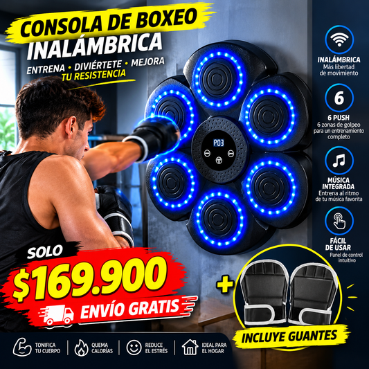 🥊 Máquina de Boxeo Musical de 6 Push + Par de Guantes GRATIS
