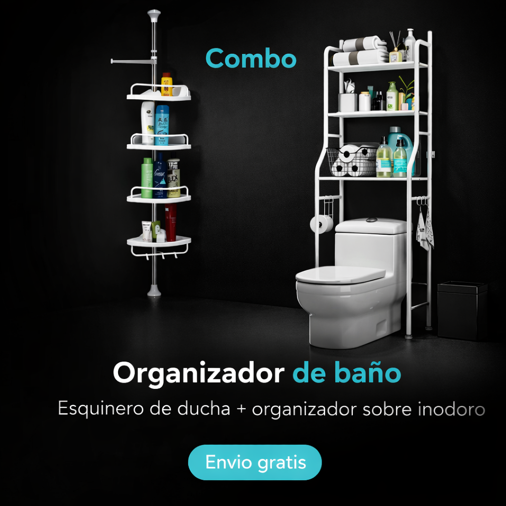 Combo estante para baño metalico / Esquinero de ducha