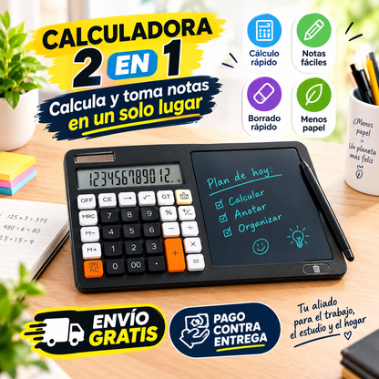 🧮 ¡Calculadora Multifuncional 2 en 1 con Pizarra Borrable!