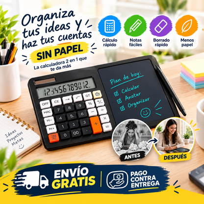 🧮 ¡Calculadora Multifuncional 2 en 1 con Pizarra Borrable!
