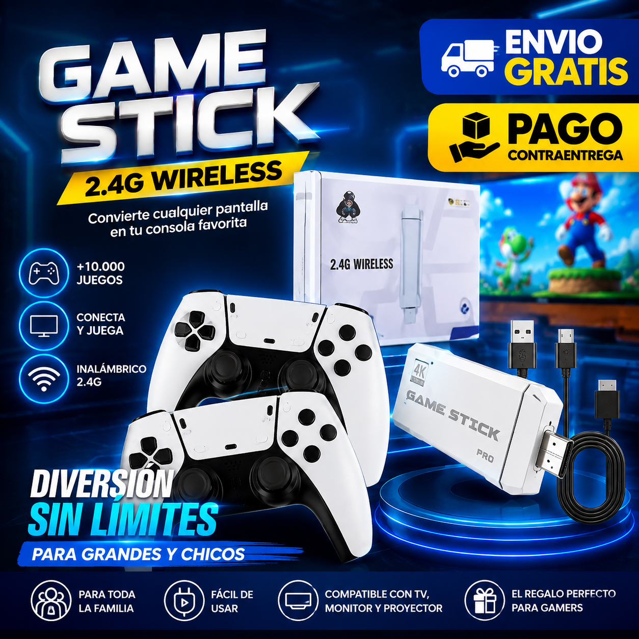 🔥Consola de Videojuegos Inalámbrica ¡Juega Sin Cables!