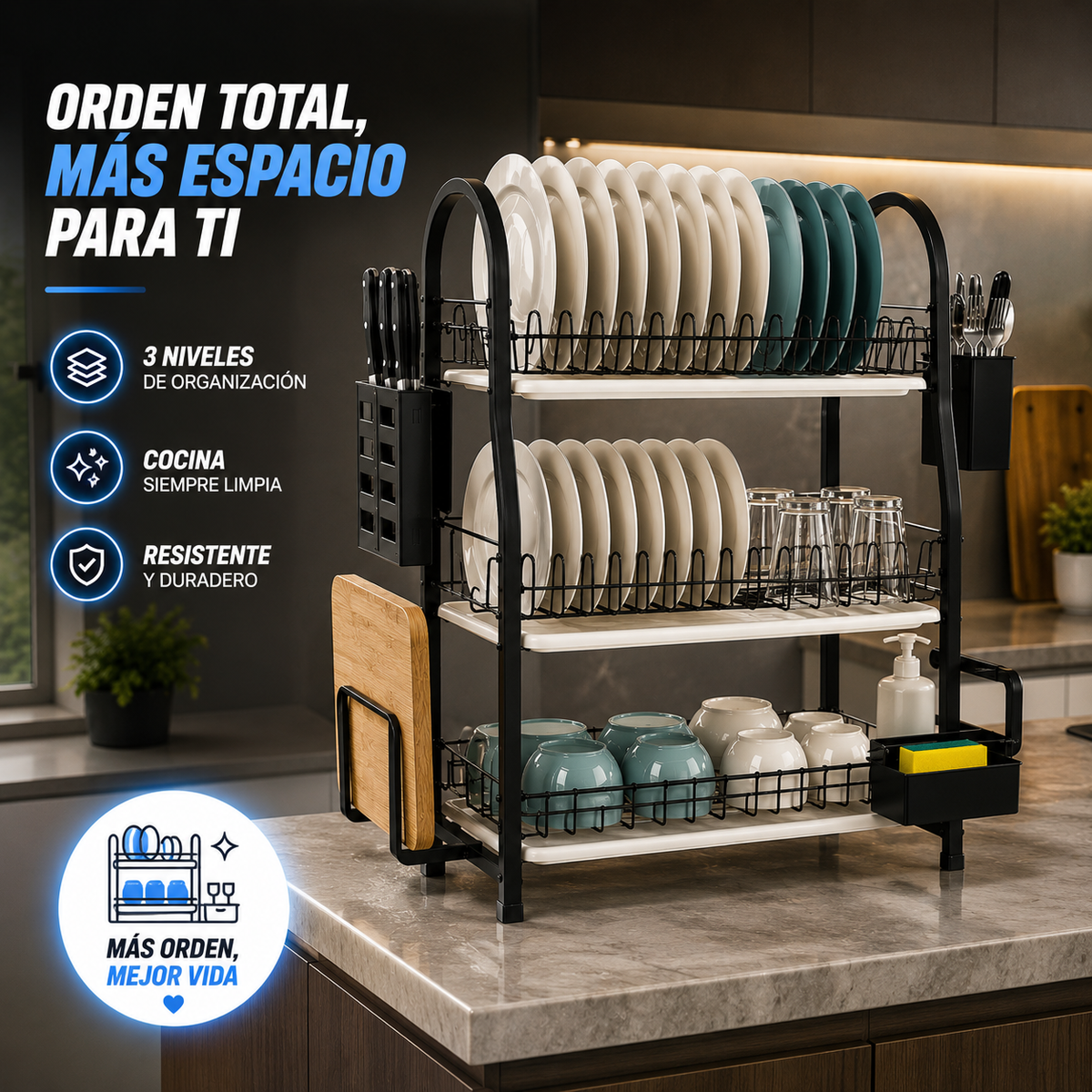 Escurridor platos 3 niveles