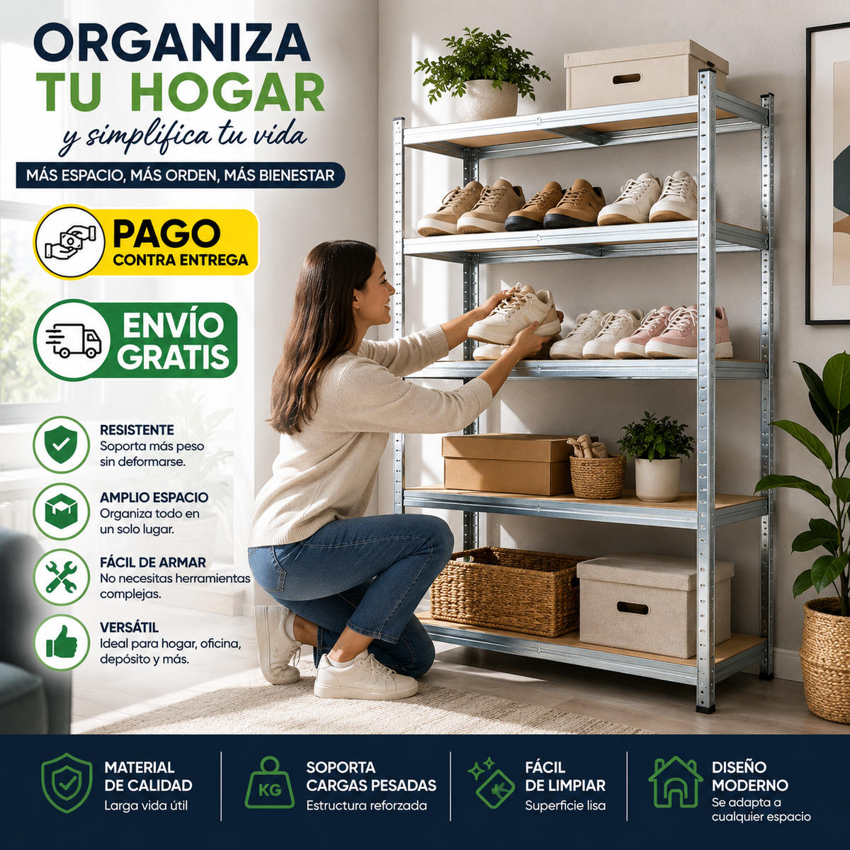 🔥 Rack de Acero 5 Niveles – ¡Soporta Hasta 200 kg!