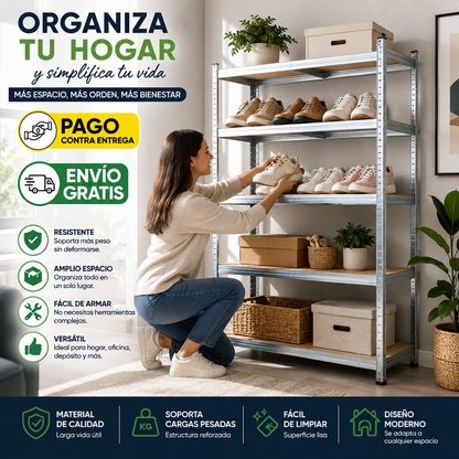 🔥 Rack de Acero 5 Niveles – ¡Soporta Hasta 200 kg!