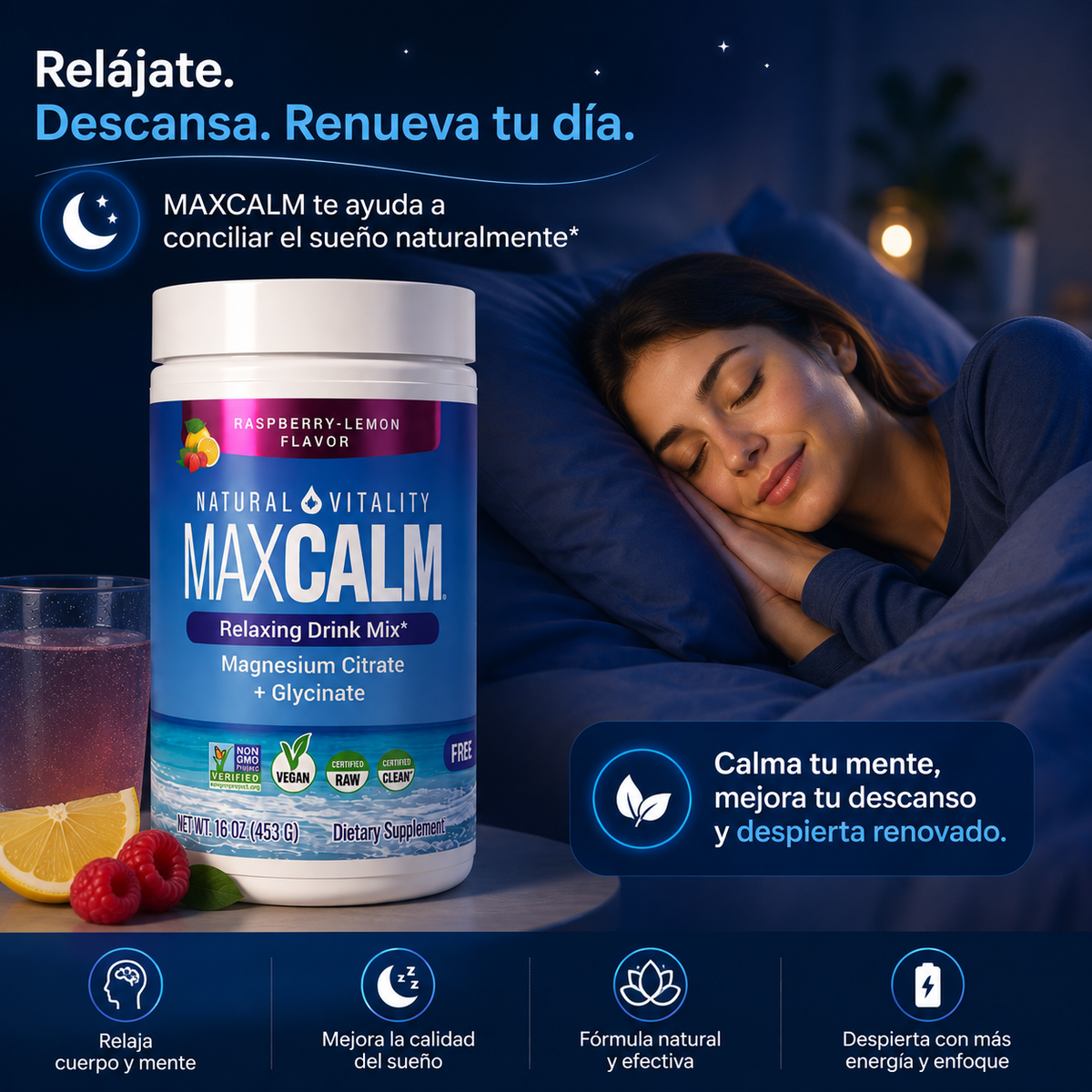 MAXCALM 16 OZ – BEBIDA DE MAGNESIO PARA TU RUTINA DE BIENESTAR