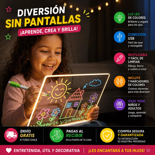 ✨ Tablero LED + Kit de Dibujo Completo