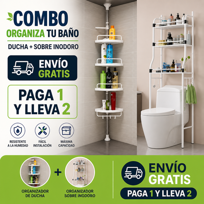 Combo estante para baño metalico / Esquinero de ducha