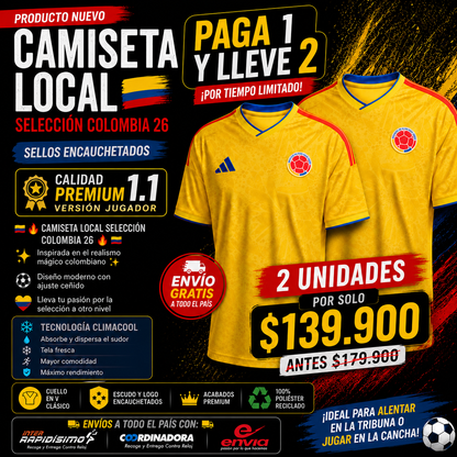 Camiseta colombia mundial 2026 (PAGA 1 Y LLEVA 2)