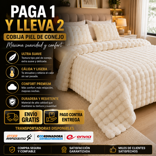 COBIJA PIEL DE CONEJO (PAGA 1 Y LLEVA 2)